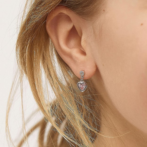 Dangle Heart Screw Back Girls Earrings