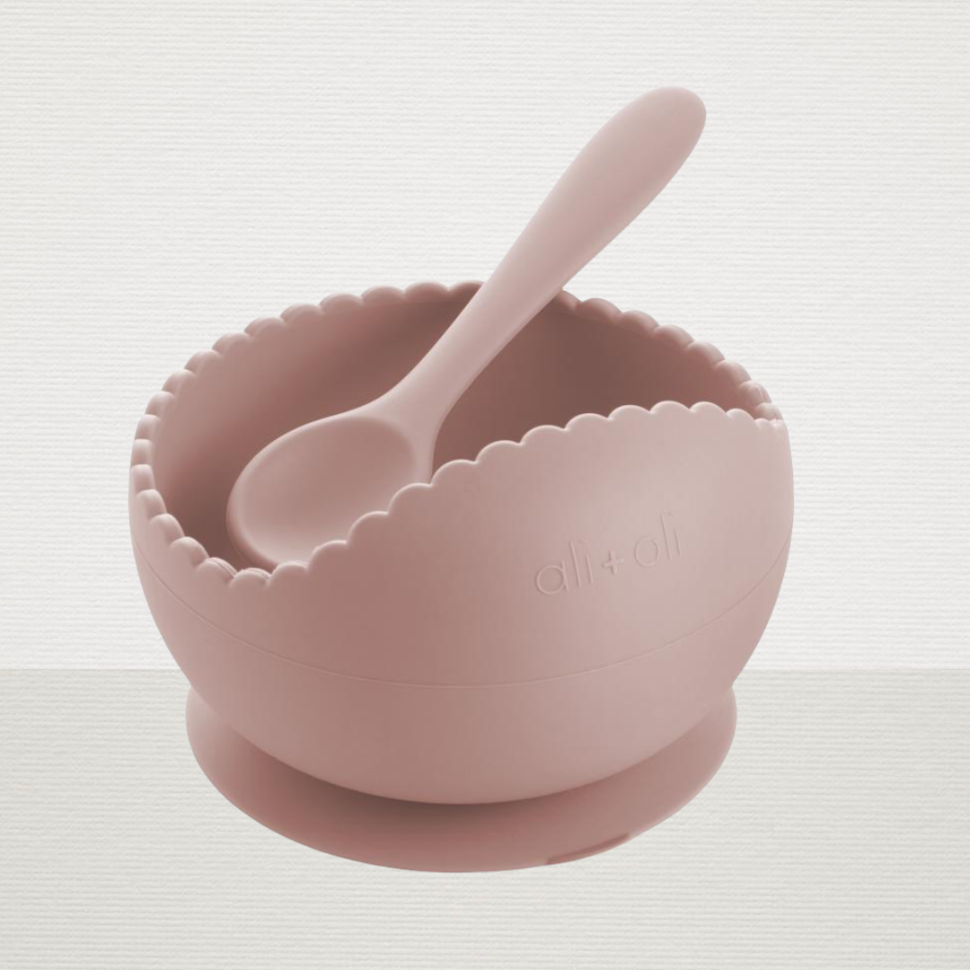 Wavy Bowl & Spoon Set (blush)