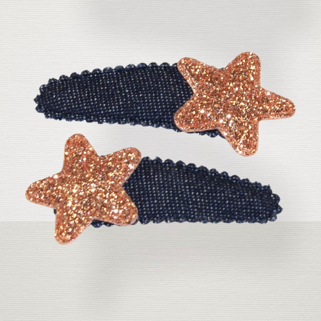 Champagne Glitter & Denim Hair Snap