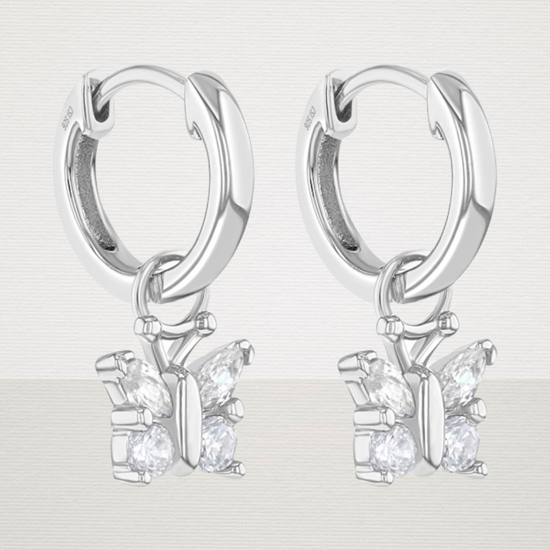 Sparkling Butterfly Dangle CZ Earrings