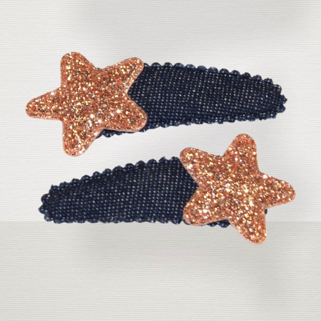 Champagne Glitter & Denim Hair Snap