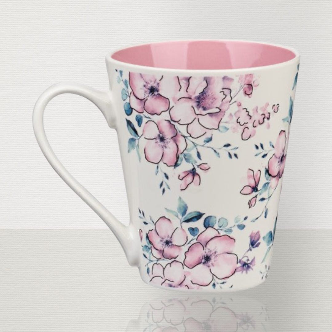 Trust in the Lord Pink Floral Latte Mug