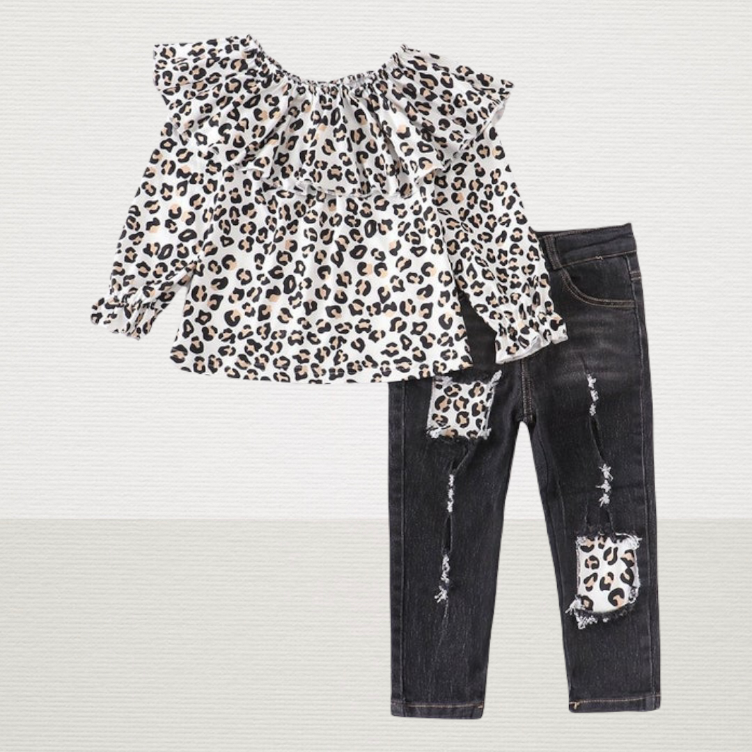 Leopard Print Denim Set