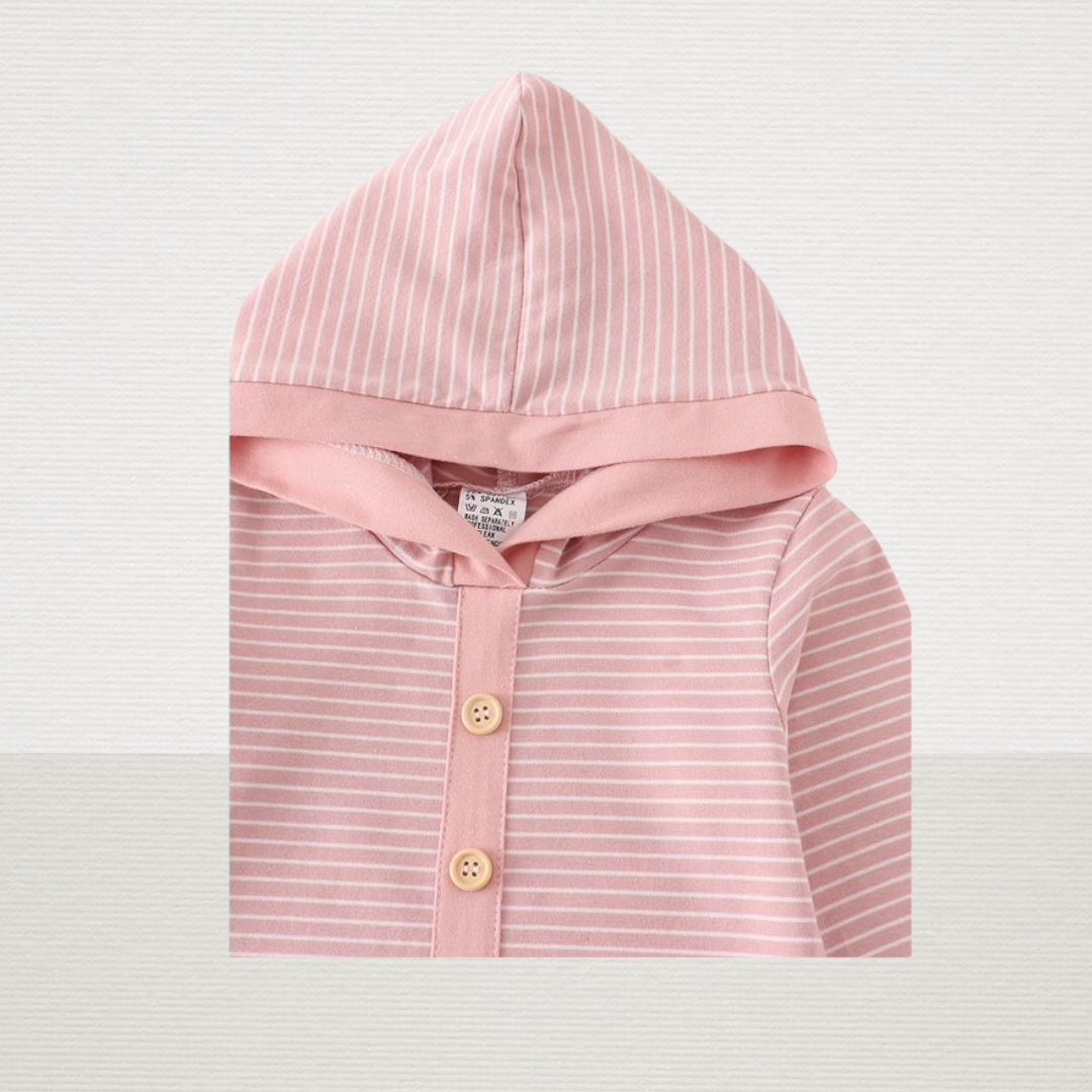 Pink Striped Hoodie Jumper