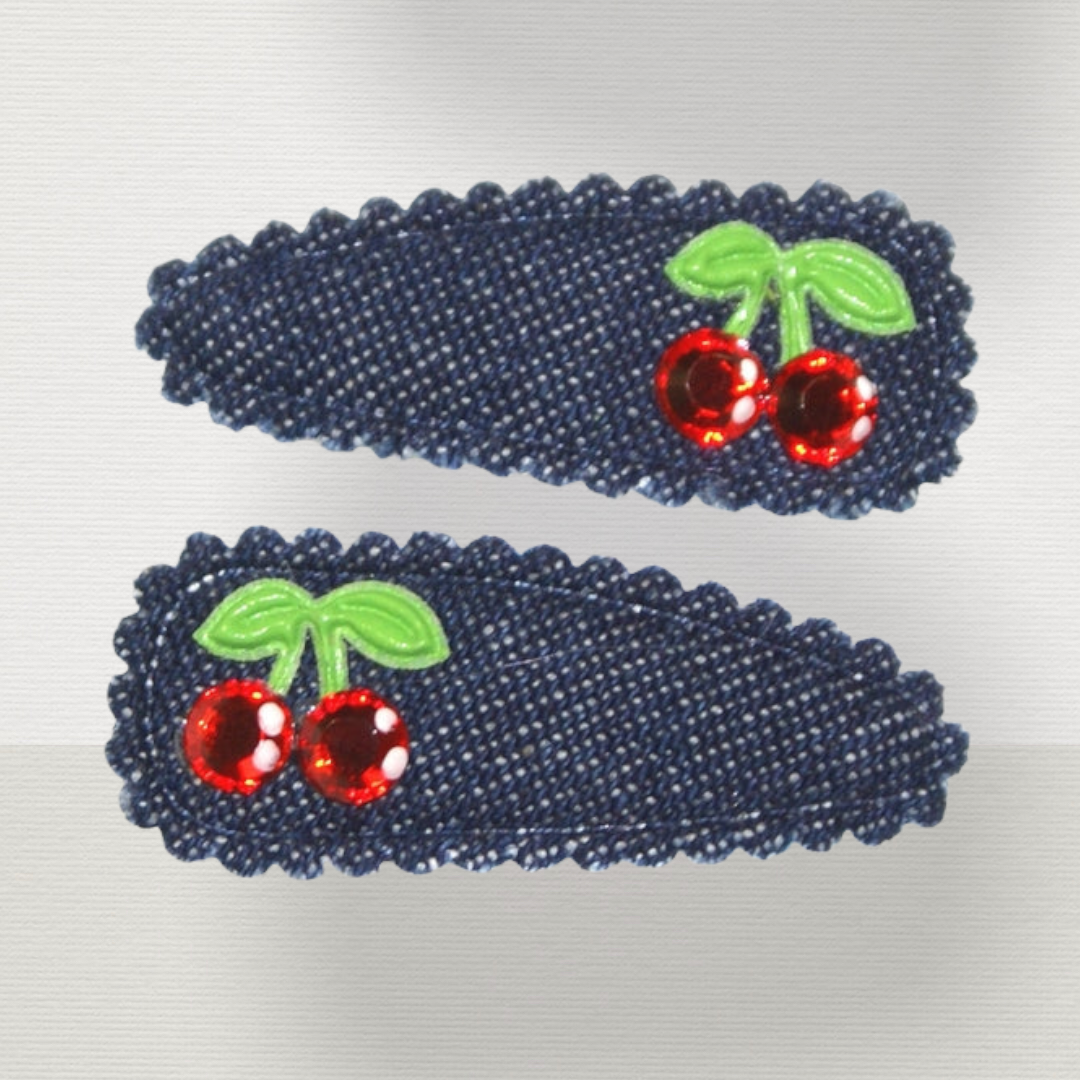 Cherry Denim Hair Snaps