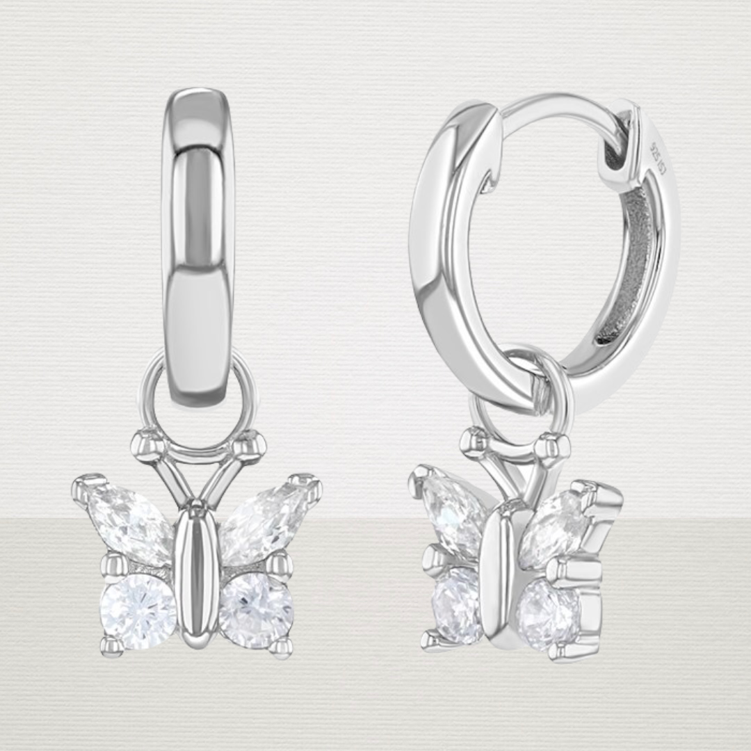 Sparkling Butterfly Dangle CZ Earrings