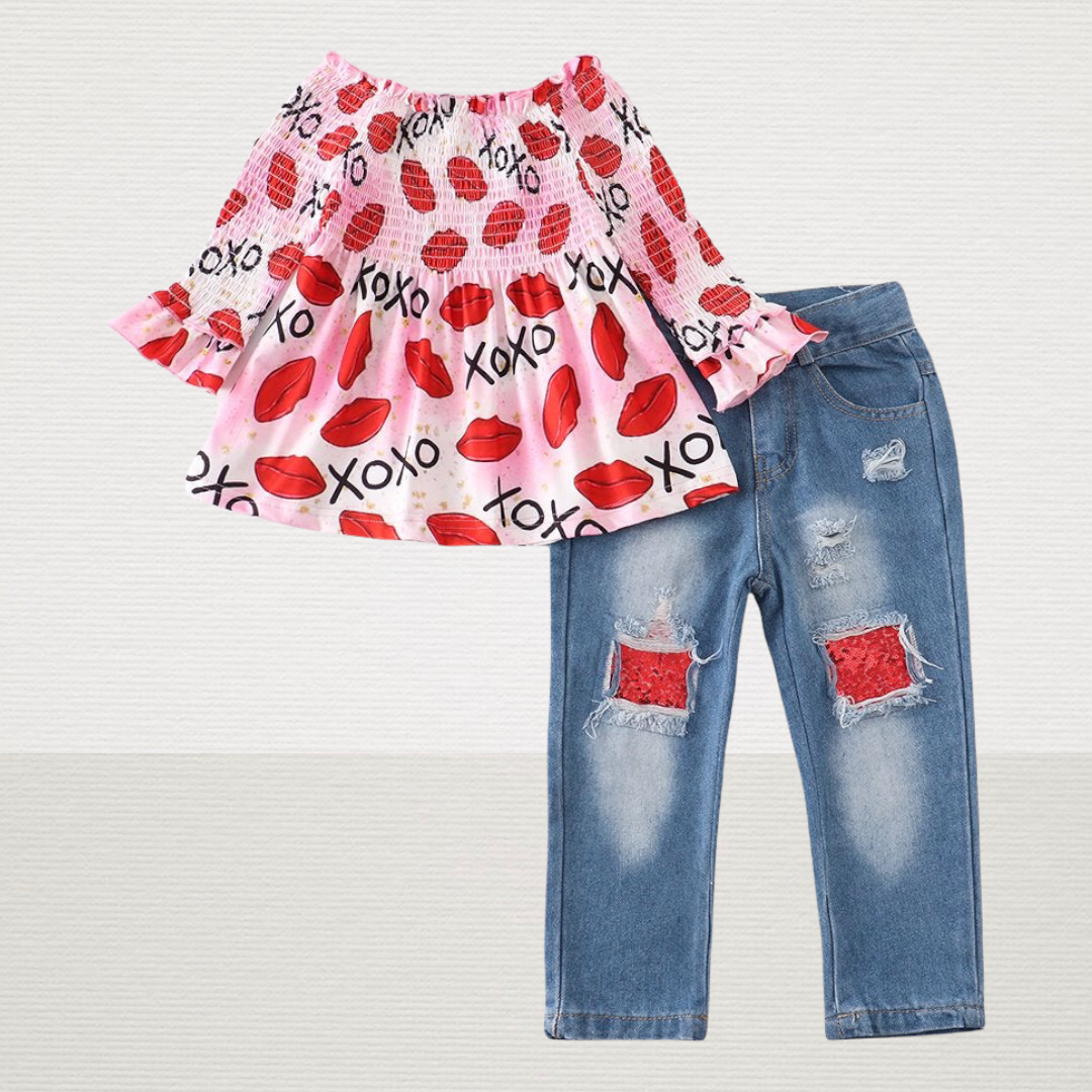 Hugs & Kisses Denim Set