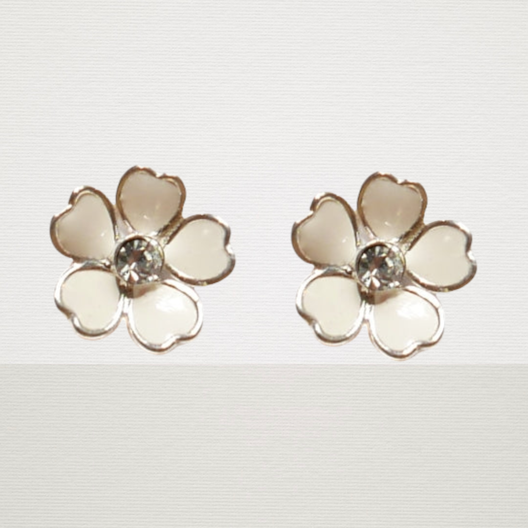 White Flower Earrings