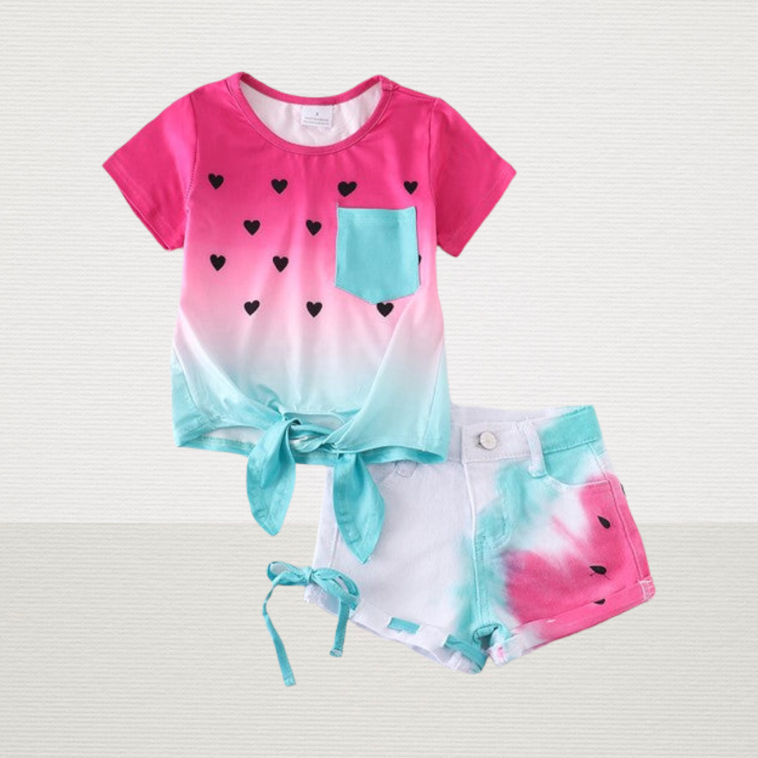 Watermelon Denim Short Set