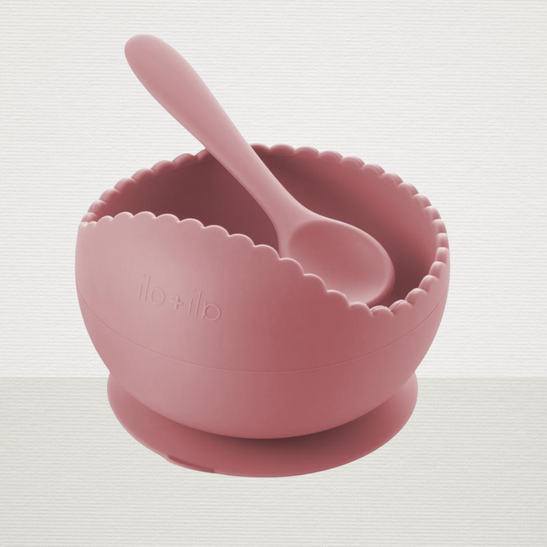 Wavy Bowl & Spoon Set (dusty rose)