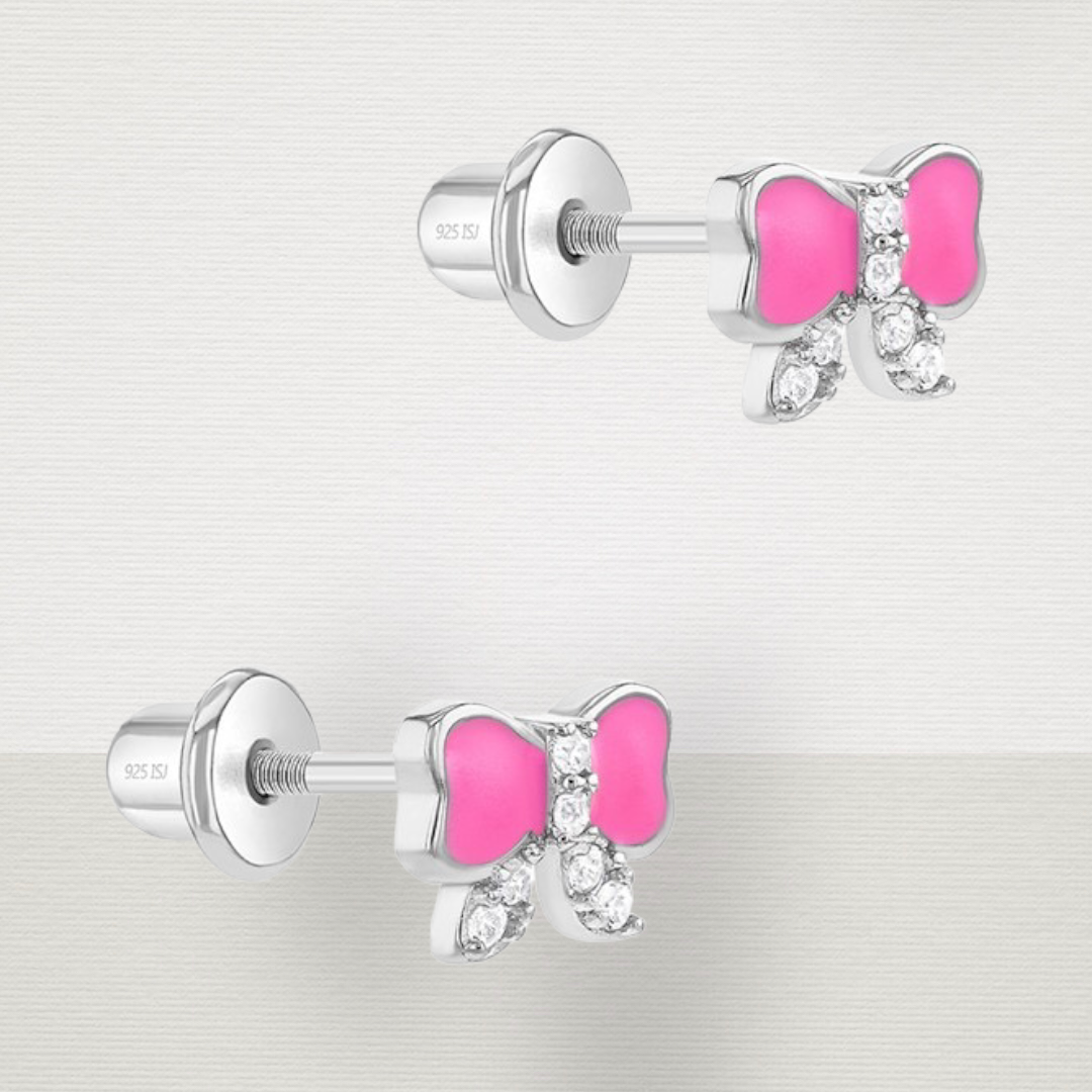 Sterling Silver Pretty in Pink Toddler Earrings