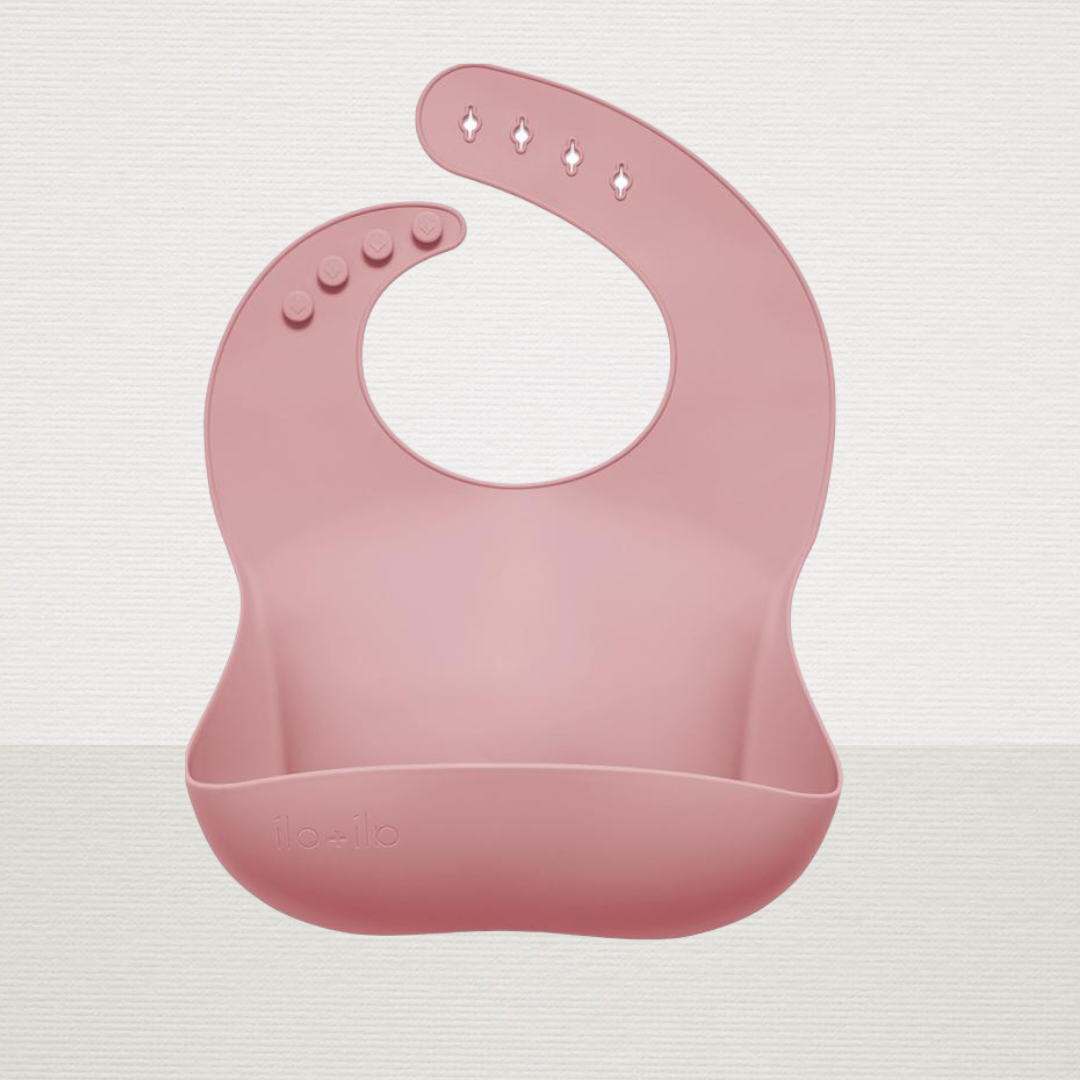 Silicone Roll Up Baby Bib (mauve)