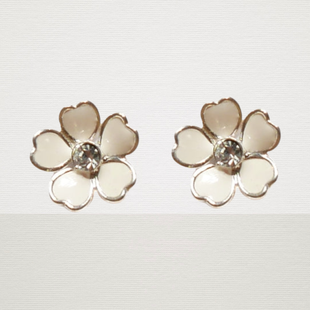 White Flower Earrings