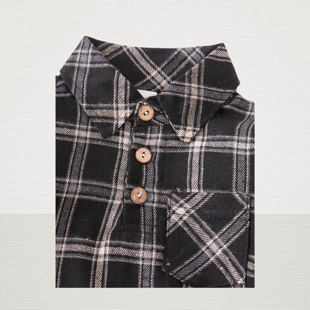 Black Plaid Bodysuit Shirt