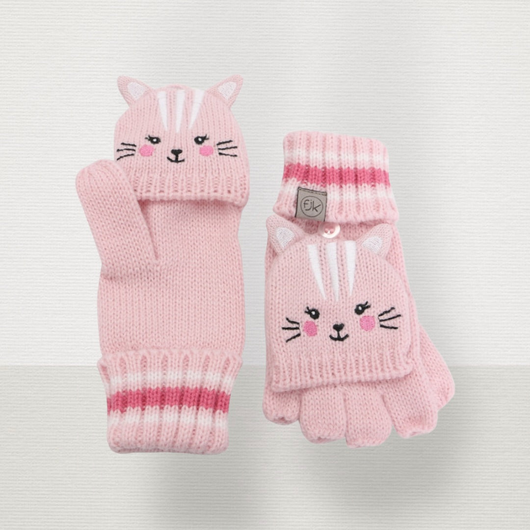 Cat Fingerless Gloves w/ Flap