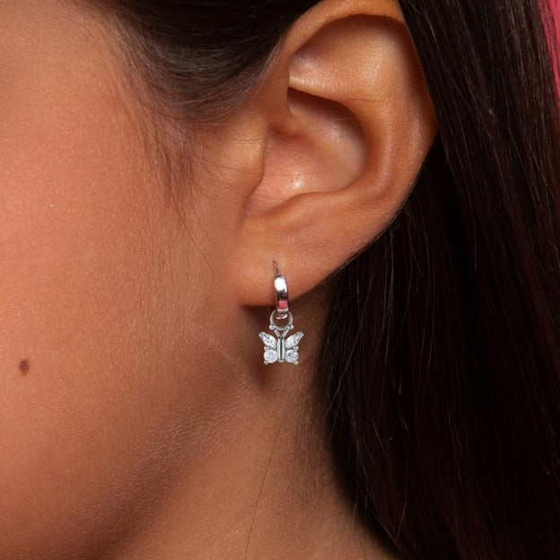 Sparkling Butterfly Dangle CZ Earrings