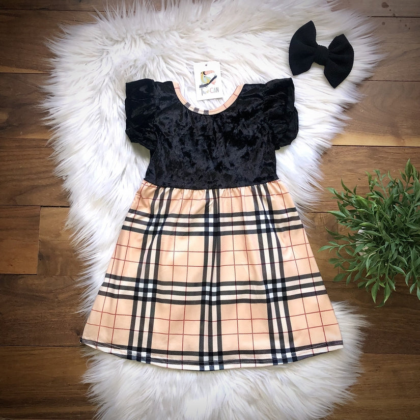 Cream Plaid Holiday Dress