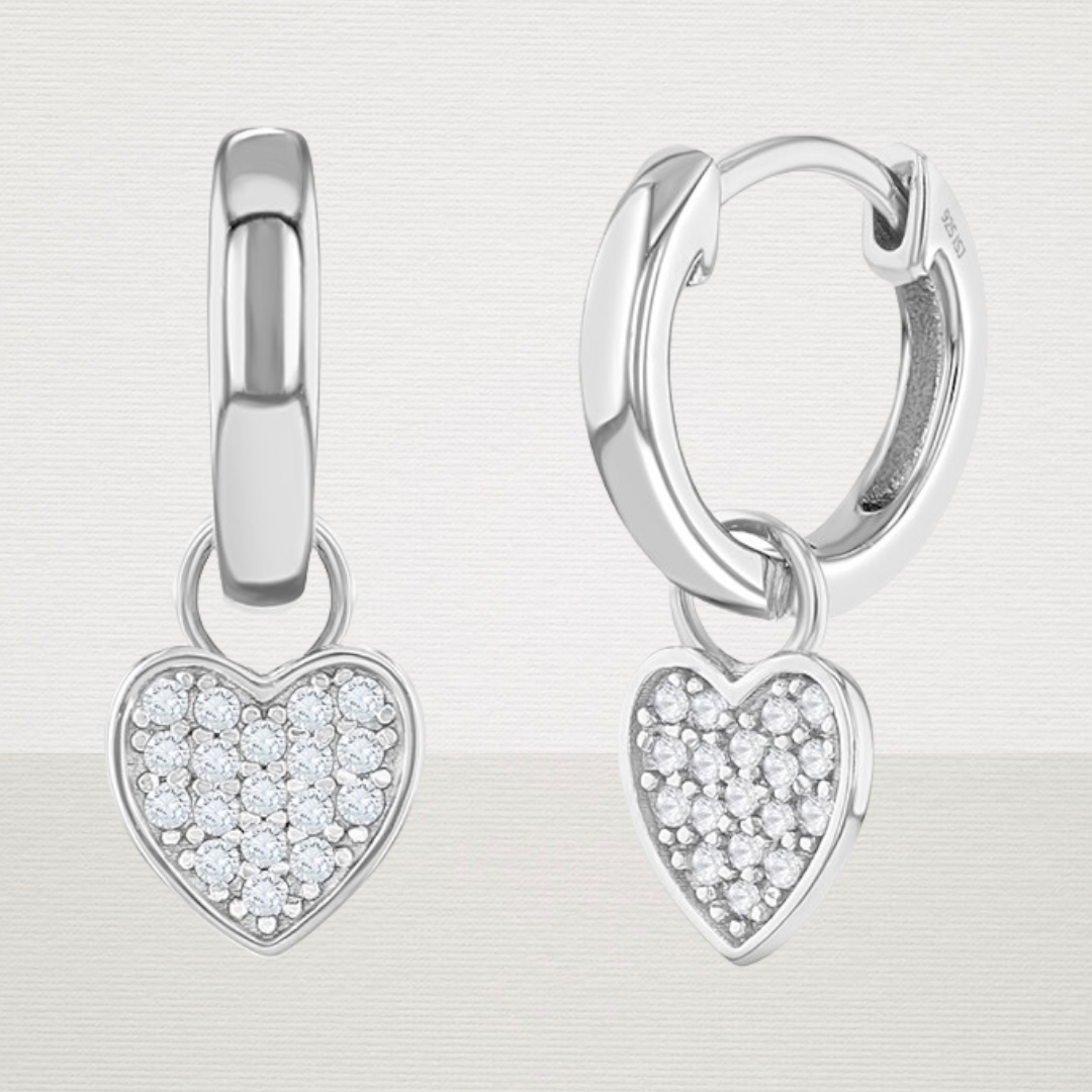 Heart Charm Hoop Earrings
