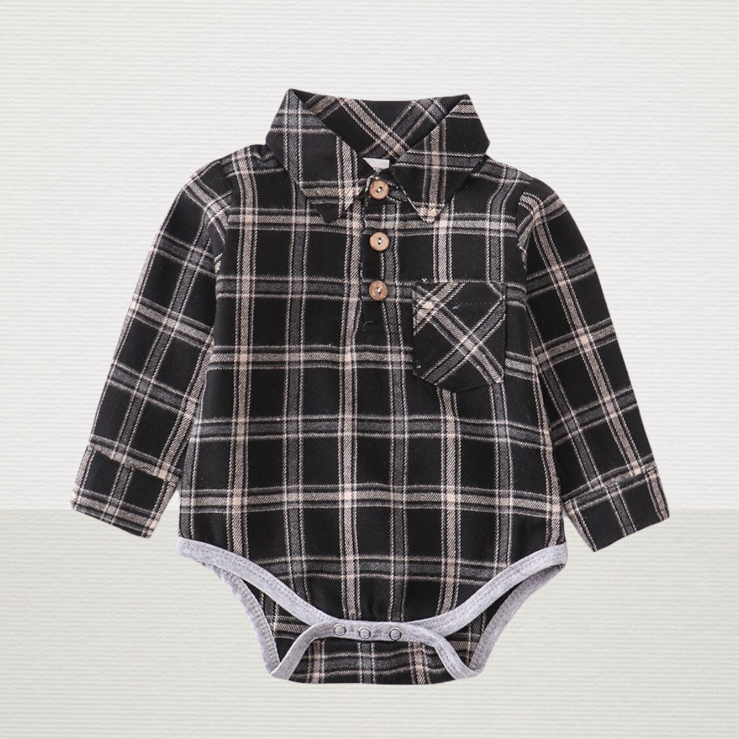 Black Plaid Bodysuit Shirt