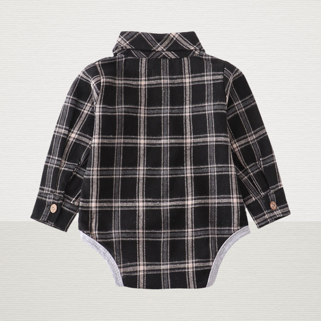 Black Plaid Bodysuit Shirt