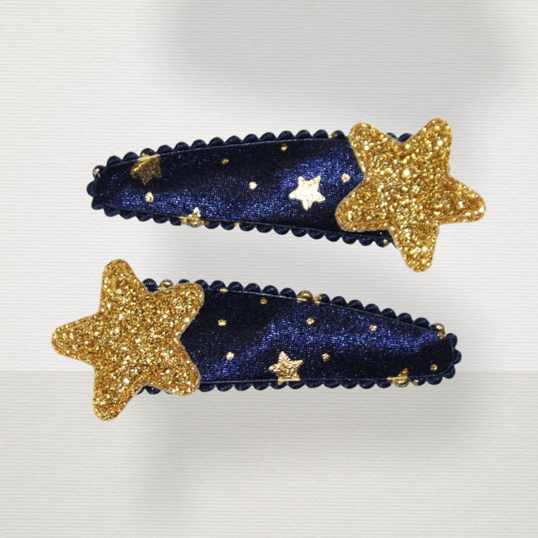 Satin & Glitter Stars Hair Snaps