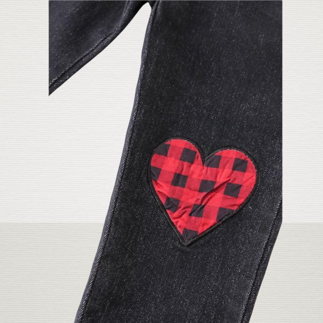 Checkered Heart Denim Set