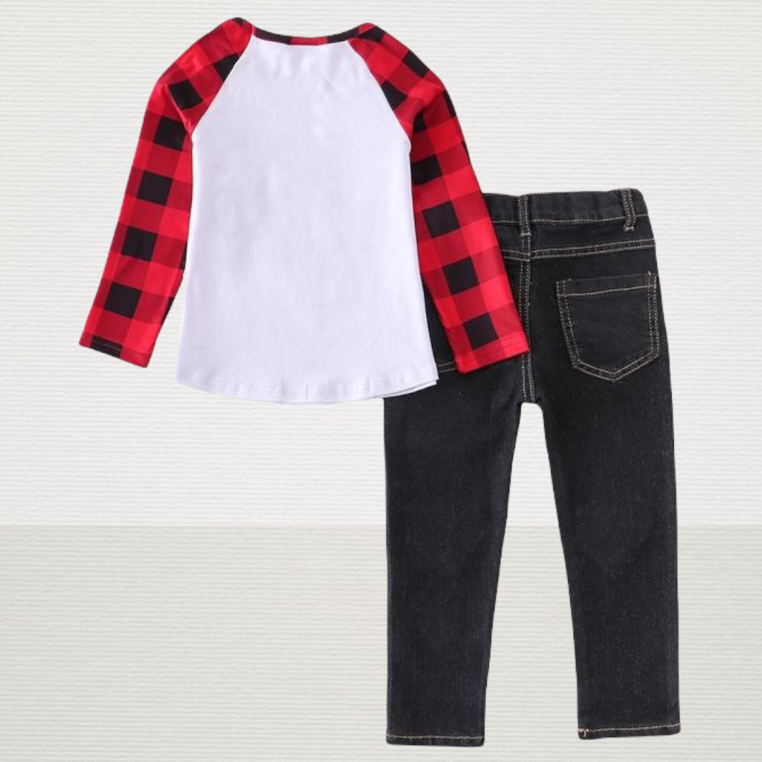 Checkered Heart Denim Set