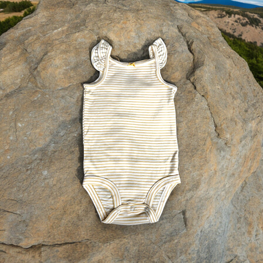 Striped Flute Sleeve Onesie