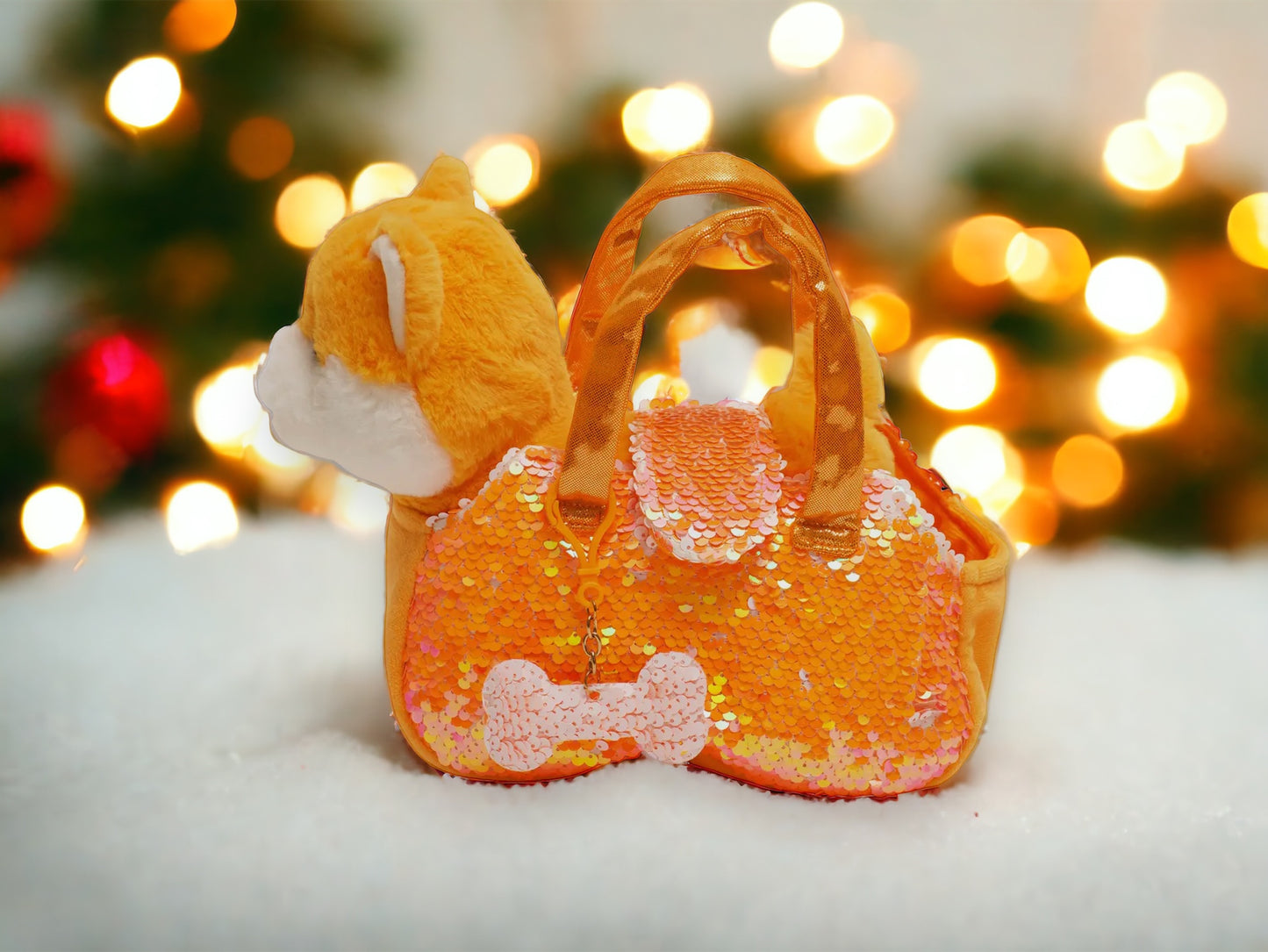 Little Juniper Pet Plush Set with Bag Orange Shiba Inu Puppy