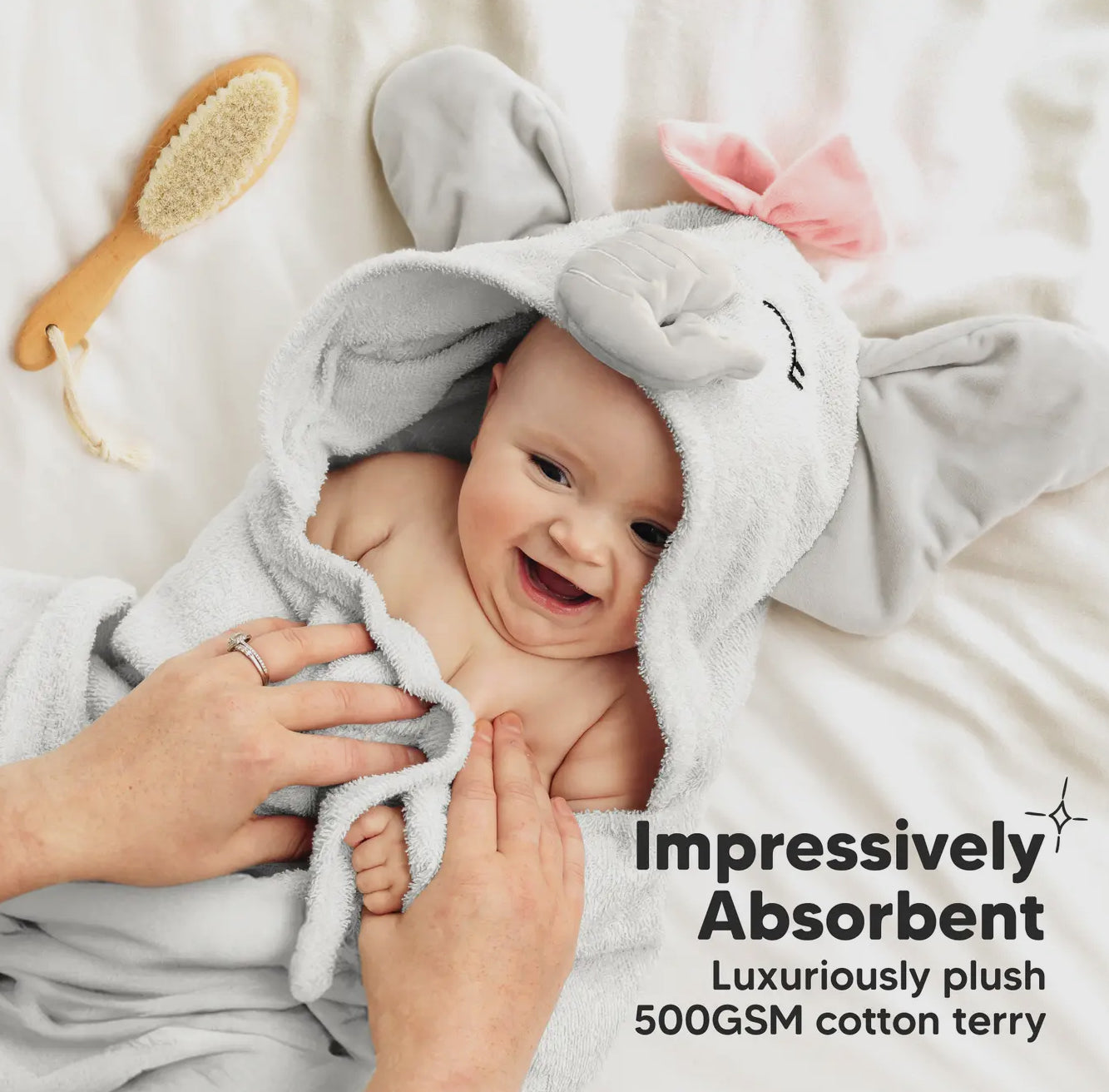 Playpals Hooded Towel for Newborn Girl Elephant