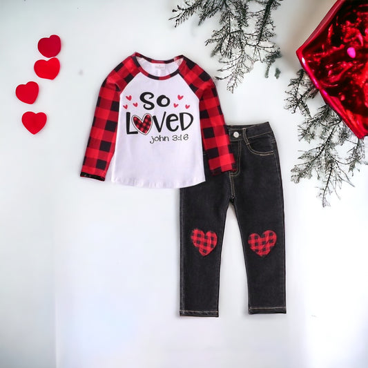 Checkered Heart Denim Set