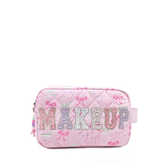 Makeup Quilted Bow Print Bag