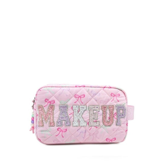 Makeup Quilted Bow Print Bag