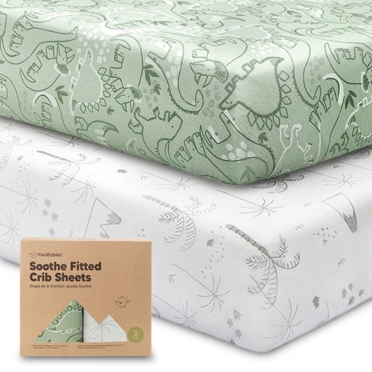 2-pack Organic Cotton Dino Fitted Crib Sheet