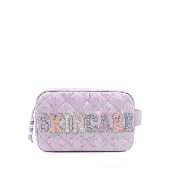 Skincare Quilted Floral Printed Pouch
