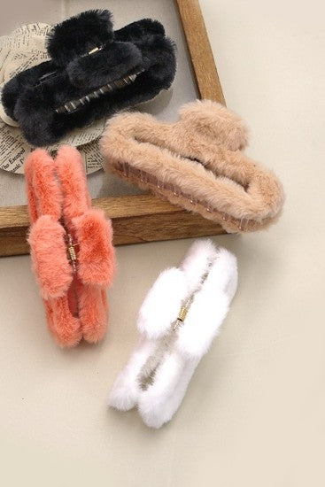 Large Luxurious Furry Hair Claw Clips