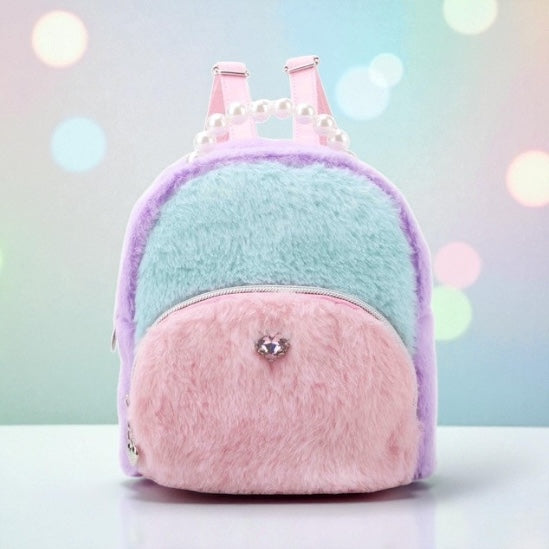 Plush Colorblocked Micro Mini Backpack