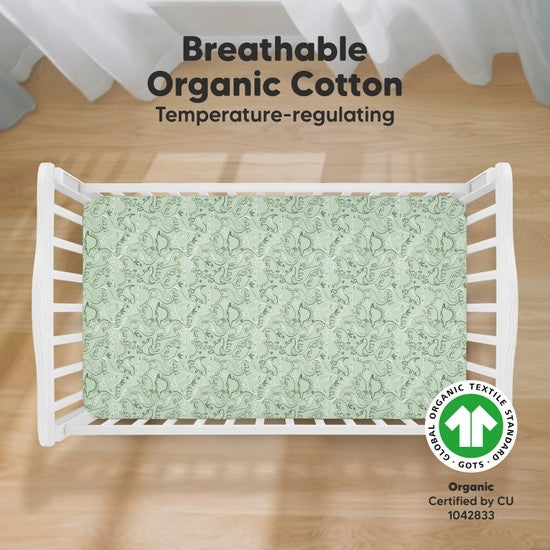 2-pack Organic Cotton Dino Fitted Crib Sheet