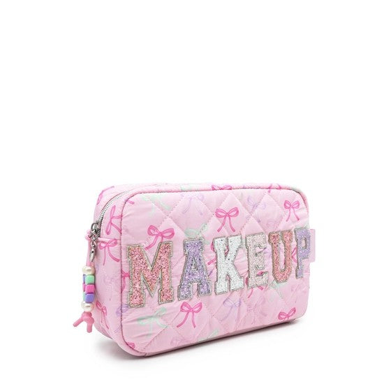 Makeup Quilted Bow Print Bag
