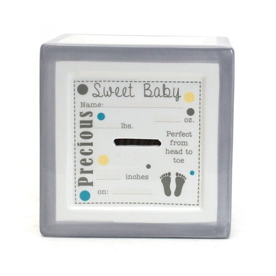 Announcement Block Ceramic Keepsake Bank.  *NEW