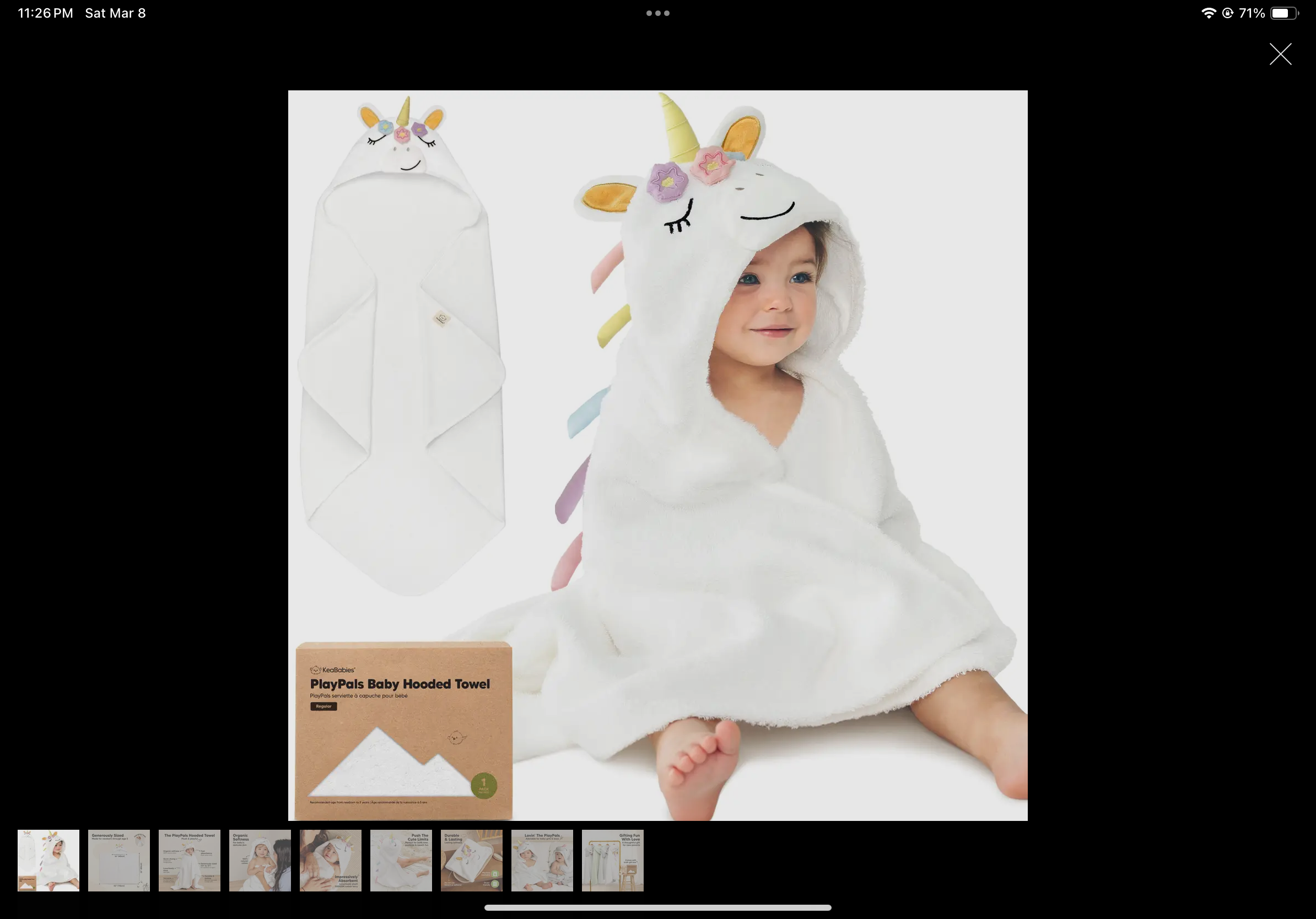 Playpals Hooded Towel for Newborn Unicorn