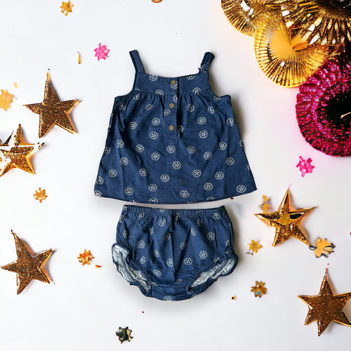 2 Pc Soft Denim Short Set