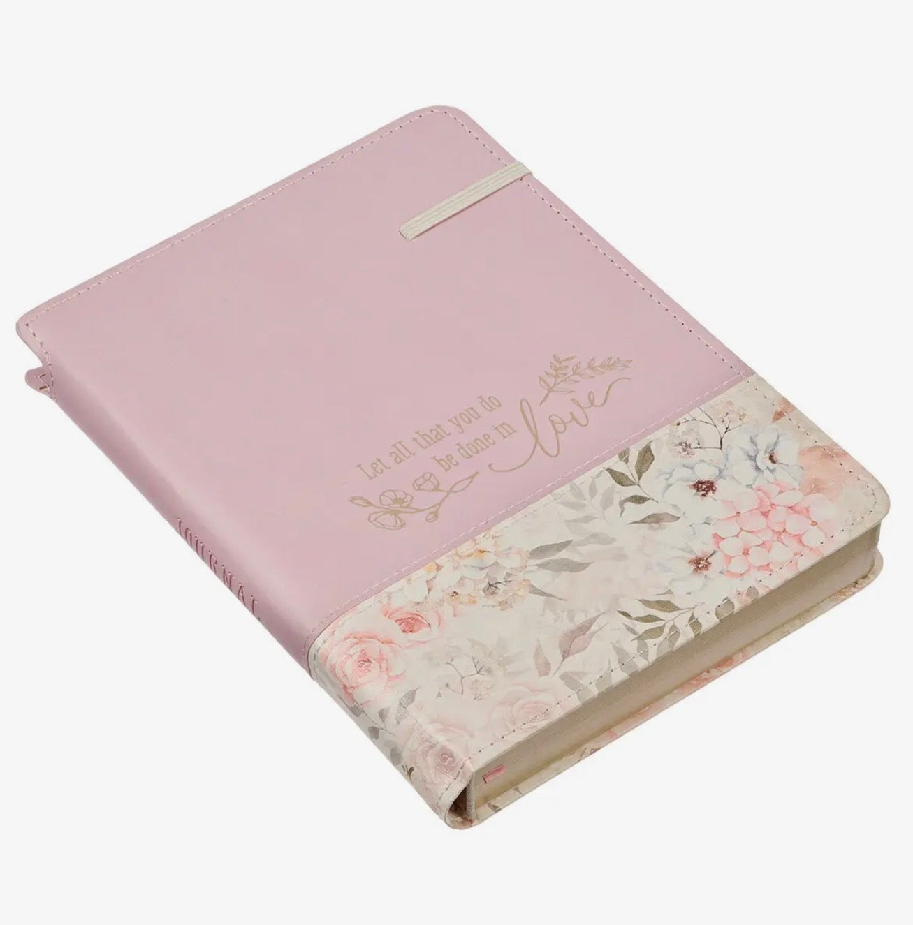 *BEST SELLER* Done in Love Floral Journal with Elastic Closure and Pen Holder - Pink