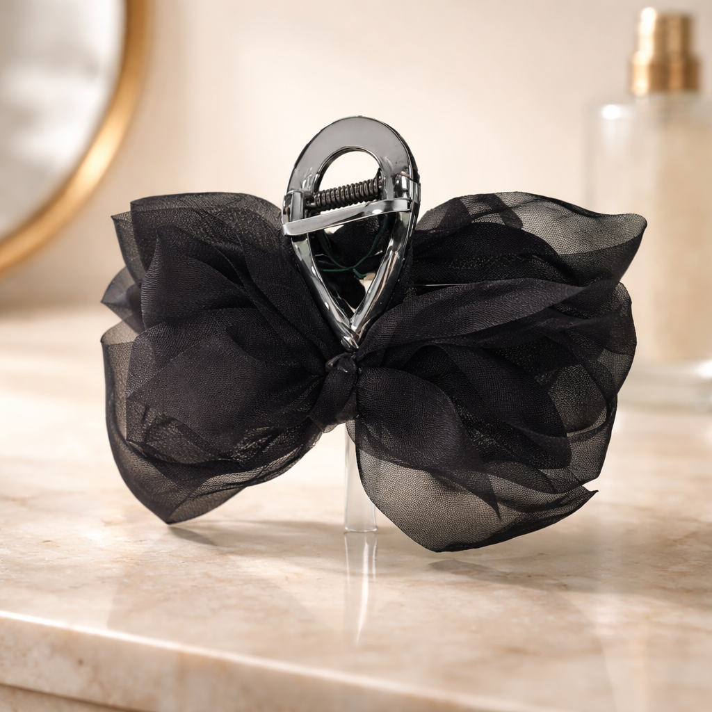Sheer Bow Ribbon Hair Claw Clips