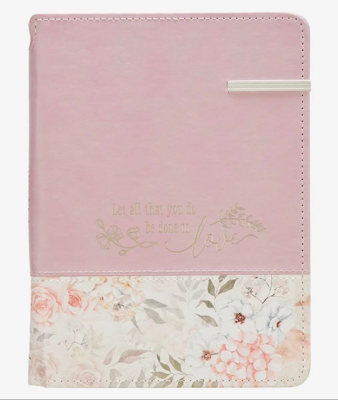 *BEST SELLER* Done in Love Floral Journal with Elastic Closure and Pen Holder - Pink