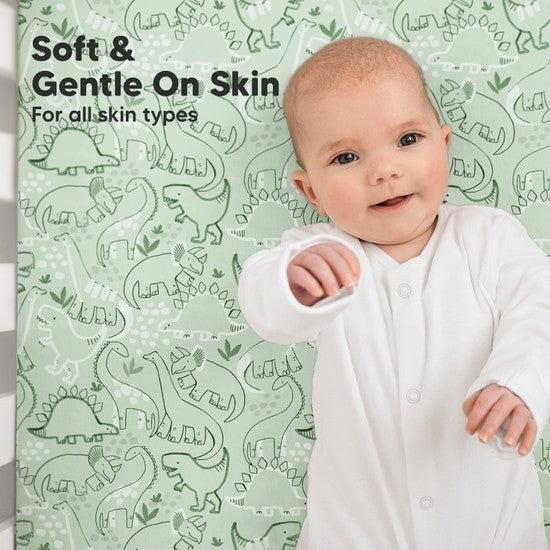 2-pack Organic Cotton Dino Fitted Crib Sheet