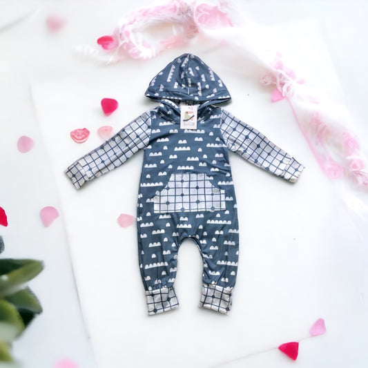 Gray Clouds Hooded Romper