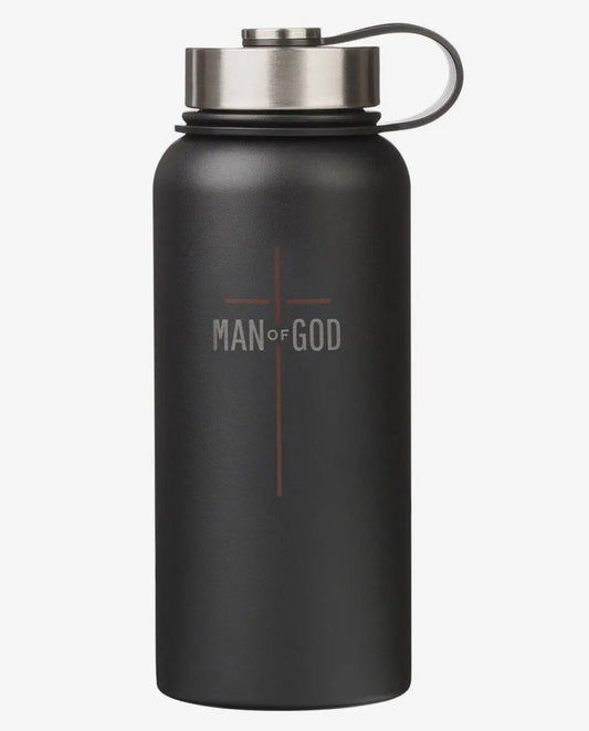 Man of God Stainless Steel Water Bottle - Black Matte