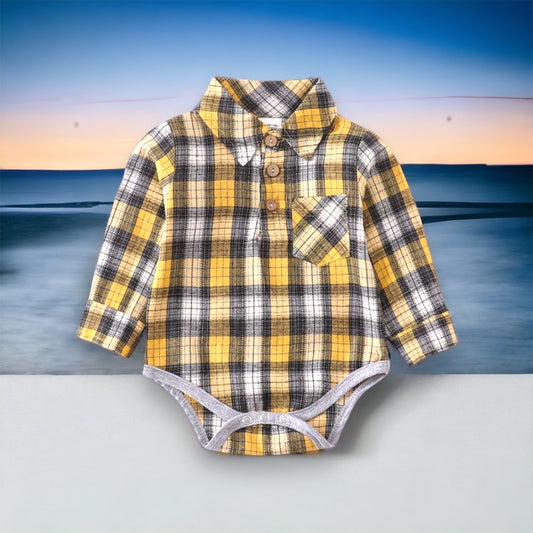 Yellow Plaid Bodysuit Shirt