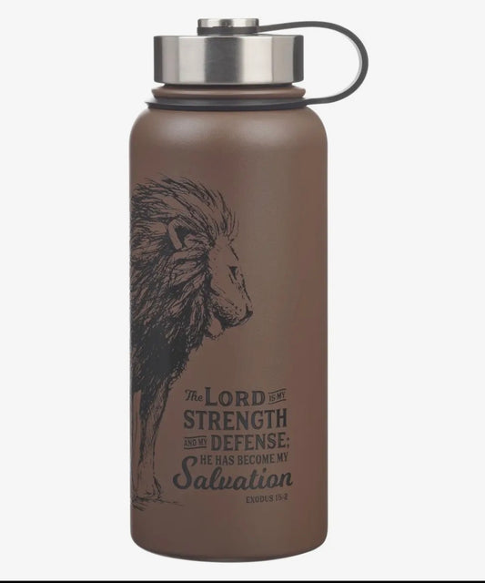 The Lord is My Strength Stainless Steel Water Bottle - Brown